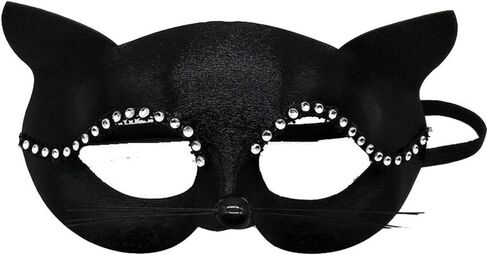 Women's Cat Ear Half Mask Black Whip and Leather Glove Face Party Masquerade Halloween Cat Costume Cosplay Accessory in Saudi Arabia