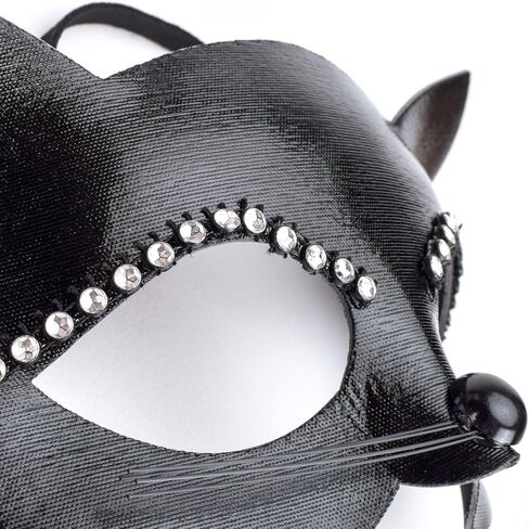 Women's Cat Ear Half Mask Black Whip and Leather Glove Face Party Masquerade Halloween Cat Costume Cosplay Accessory in Saudi Arabia