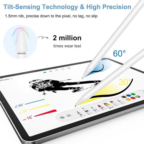 قلم Audionic A2 لجهاز iPad 2018-2023، (شحن أسرع 2X)، حساسية الميل، رفض راحة اليد، قلم ستايلس لجهاز iPad 10/9/8/7/6th Gen، iPad Pro 12.9/11/13 بوصة M4، iPad Air 3 /4/5/M2، آيباد ميني 5/6 in Saudi Arabia