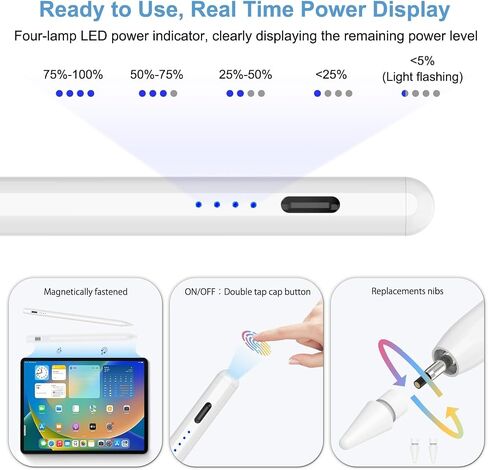 قلم Audionic A2 لجهاز iPad 2018-2023، (شحن أسرع 2X)، حساسية الميل، رفض راحة اليد، قلم ستايلس لجهاز iPad 10/9/8/7/6th Gen، iPad Pro 12.9/11/13 بوصة M4، iPad Air 3 /4/5/M2، آيباد ميني 5/6 in Saudi Arabia