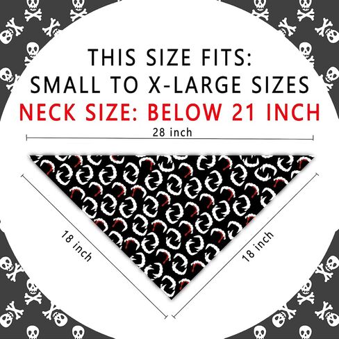 Halloween Dog Bandanas 2 Pack, Vampire Teeth Blood Bibs, Triangle Reversible Pirate Skull Pet Scarf, Adjustable Fit (Teeth and Skull, One Size) in Saudi Arabia