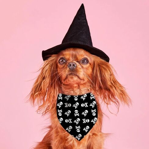 Halloween Dog Bandanas 2 Pack, Vampire Teeth Blood Bibs, Triangle Reversible Pirate Skull Pet Scarf, Adjustable Fit (Teeth and Skull, One Size) in Saudi Arabia