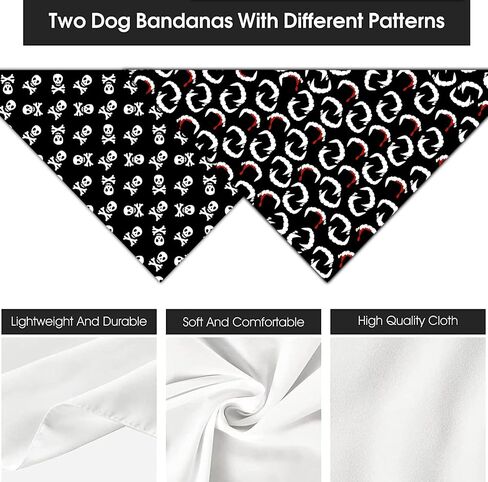 Halloween Dog Bandanas 2 Pack, Vampire Teeth Blood Bibs, Triangle Reversible Pirate Skull Pet Scarf, Adjustable Fit (Teeth and Skull, One Size) in Saudi Arabia