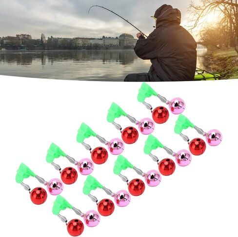 10 Pcs Plastic Fishing Bells Clips Fishing Rod Alarm with Dual Alert Bells with 2 Holes of Different Sizes in Saudi Arabia