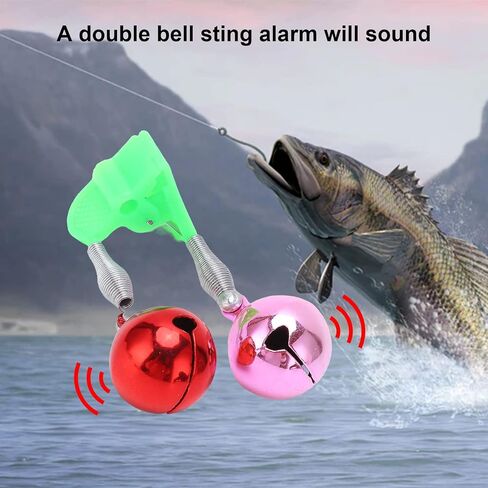 10 Pcs Plastic Fishing Bells Clips Fishing Rod Alarm with Dual Alert Bells with 2 Holes of Different Sizes in Saudi Arabia