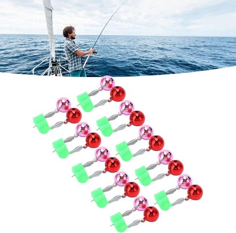 10 Pcs Plastic Fishing Bells Clips Fishing Rod Alarm with Dual Alert Bells with 2 Holes of Different Sizes in Saudi Arabia