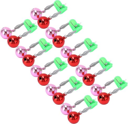 10 Pcs Plastic Fishing Bells Clips Fishing Rod Alarm with Dual Alert Bells with 2 Holes of Different Sizes in Saudi Arabia