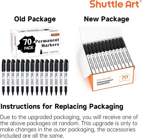 أقلام تحديد دائمة من Shuttle Art، مجموعة من 24 قلم تحديد دائم أسود، نقطة دقيقة، تعمل على البلاستيك والخشب والحجر والمعادن والزجاج للخربشة ووضع العلامات in Kuwait