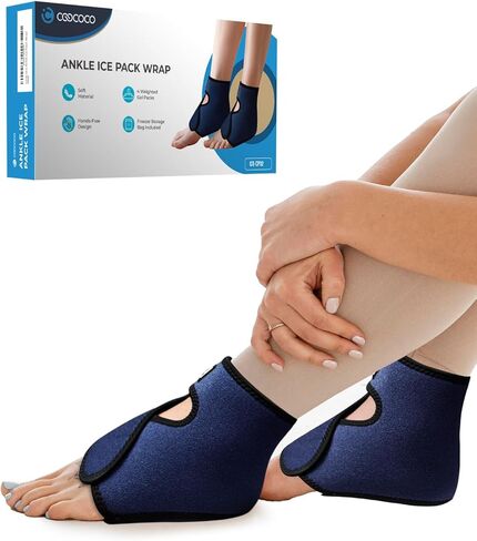 CooCoCo Large Ankle Ice Pack Wrap for Plantar Fasciitis Relief, Reusable Gel Cold Packs for Achilles Tendonitis, Sprained Ankles and Heels, Foot Pain Relief, Hot & Cold Therapy, 1 Pack in Kuwait