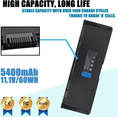 بطارية كمبيوتر محمول 9KGF8 متوافقة مع Dell Latitude 6430u Latitude 6430U ULTRABOOK Series 6FNTV 7HRJW 7HTJW 7XHVM TRM4D XX1D1 XX1DA 312-1424 312-1425 11.1V 60Wh 6 خلايا in Kuwait