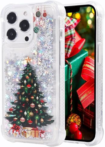 Glitter Christmas Case Compatible with iPhone 14 Pro Max Glitter Case Christmas Tree Clear Soft TPU Rubber Bumper Girly Women Cute Liquid Holiday Case for iPhone 14 Pro Max (Christmas Tree) in Kuwait
