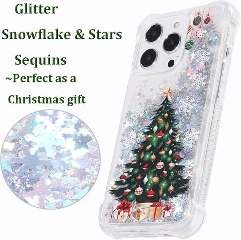 Glitter Christmas Case Compatible with iPhone 14 Pro Max Glitter Case Christmas Tree Clear Soft TPU Rubber Bumper Girly Women Cute Liquid Holiday Case for iPhone 14 Pro Max (Christmas Tree) in Kuwait