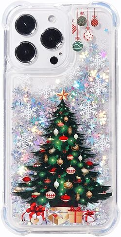 Glitter Christmas Case Compatible with iPhone 14 Pro Max Glitter Case Christmas Tree Clear Soft TPU Rubber Bumper Girly Women Cute Liquid Holiday Case for iPhone 14 Pro Max (Christmas Tree) in Kuwait