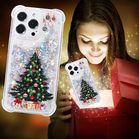 Glitter Christmas Case Compatible with iPhone 14 Pro Max Glitter Case Christmas Tree Clear Soft TPU Rubber Bumper Girly Women Cute Liquid Holiday Case for iPhone 14 Pro Max (Christmas Tree) in Kuwait