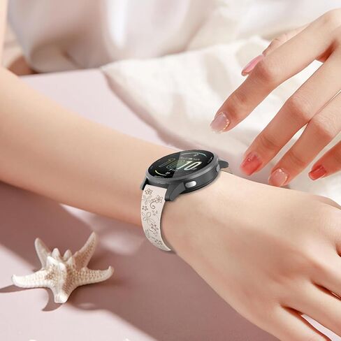 Floral Engraved Slim Silicone Watch Bands Compatible with 18mm Garmin Venu 3s/Vivoactive 4s/ Venu 2s/ Vivomove 3s /Forerunner 255S/265S, Cute Flower Thin Soft Strap Wristband for Women Men in Saudi Arabia