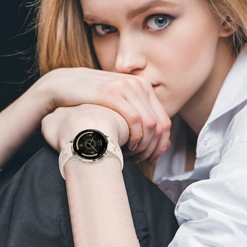 Floral Engraved Slim Silicone Watch Bands Compatible with 18mm Garmin Venu 3s/Vivoactive 4s/ Venu 2s/ Vivomove 3s /Forerunner 255S/265S, Cute Flower Thin Soft Strap Wristband for Women Men in Saudi Arabia