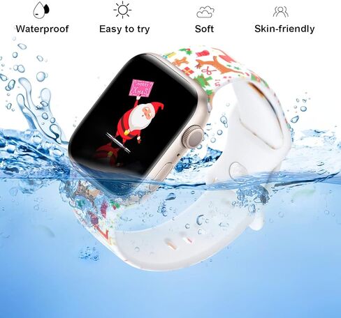 حزام ساعة عيد الميلاد 3 حزم متوافق مع سوار ساعة Apple 38 مم 40 مم 41 مم 42 مم 44 مم 45 مم iWatch SE Series 10 9 8 7 6 5 4 3 2 1، حزام بديل من السيليكون الناعم لعطلة عيد الميلاد للنساء in Kuwait