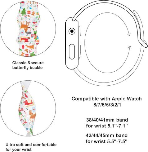 حزام ساعة عيد الميلاد 3 حزم متوافق مع سوار ساعة Apple 38 مم 40 مم 41 مم 42 مم 44 مم 45 مم iWatch SE Series 10 9 8 7 6 5 4 3 2 1، حزام بديل من السيليكون الناعم لعطلة عيد الميلاد للنساء in Kuwait