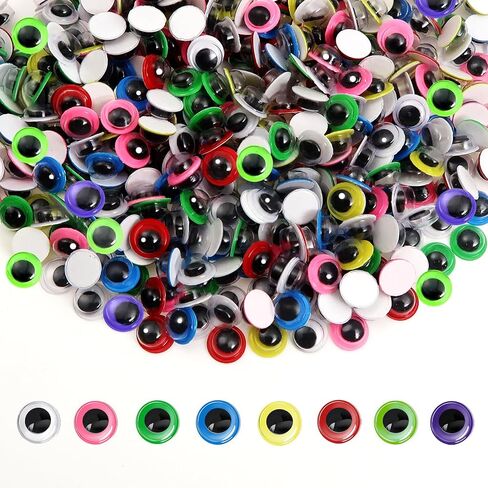 TOAOB 500pcs 10mm Googly Eyes Self Adhesive for Crafts Assorted Colors Wiggle Eyes Plastic Sticker Eyes for DIY Arts Home Decoration in Saudi Arabia