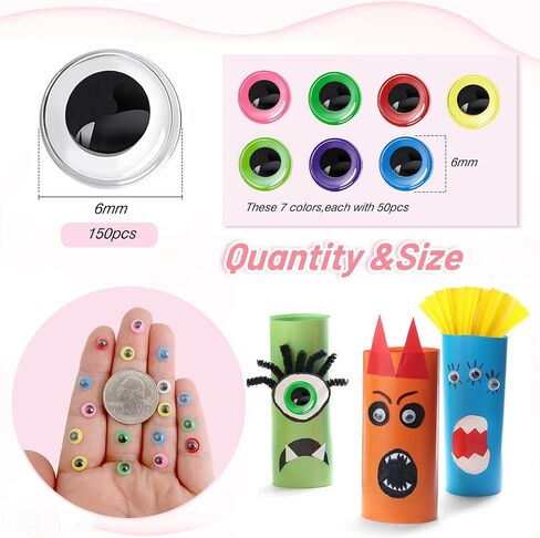 TOAOB 500pcs 10mm Googly Eyes Self Adhesive for Crafts Assorted Colors Wiggle Eyes Plastic Sticker Eyes for DIY Arts Home Decoration in Saudi Arabia