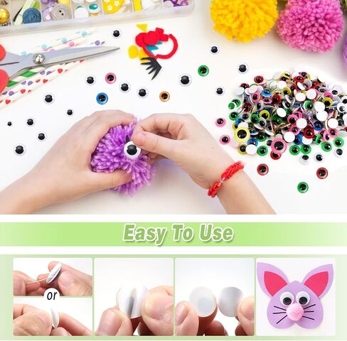 TOAOB 500pcs 10mm Googly Eyes Self Adhesive for Crafts Assorted Colors Wiggle Eyes Plastic Sticker Eyes for DIY Arts Home Decoration in Saudi Arabia