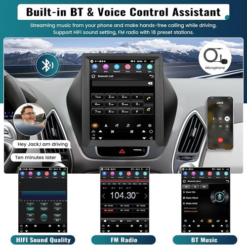 UNITOPSCI 2G+64G Android 13 ستيريو سيارة لشركة Hyundai ix35 Tucson 2010-2015 Wireless Apple CarPlay Android Auto، 9.7 بوصة شاشة لمس عمودية GPS Navi Head Unit Bluetooth WiFi HiFi SWC + ميكروفون الكاميرا in Saudi Arabia