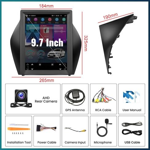 UNITOPSCI 2G+64G Android 13 ستيريو سيارة لشركة Hyundai ix35 Tucson 2010-2015 Wireless Apple CarPlay Android Auto، 9.7 بوصة شاشة لمس عمودية GPS Navi Head Unit Bluetooth WiFi HiFi SWC + ميكروفون الكاميرا in Saudi Arabia