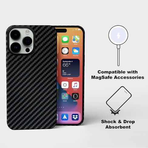 bubo Case for iPhone 16 Pro - Built-in Magnet Knit Kevlar Carbon Fiber PC - Shock & Drop Absorbent, Scratch-Resistant (Azure Diamond, iPhone 16 Pro) in Saudi Arabia