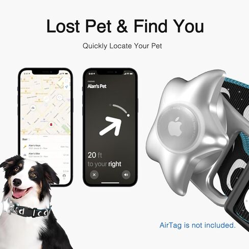 طوق الكلب AirTag، حامل طوق الكلب Air Tag، أطواق الكلاب للكلاب الصغيرة والمتوسطة والكبيرة، تصميم نجمة الهلال (صغير) in Kuwait