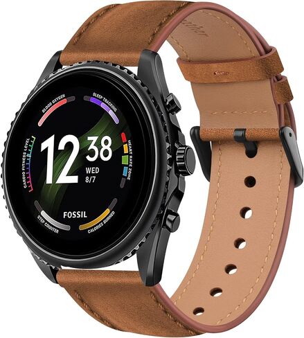 Leather Band for Fossil Men's Gen 6/5E 44mm/Gen 5 Carlyle/Garrett/Women's Julianna Smart Watch, 22mm Adjustable Soft Leather Replacement Band for Women Men in Saudi Arabia