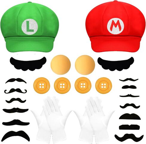 Red and Green Hat Baseball Cap with Beard Button Glove Brooch Nose for Halloween Cosplay in Saudi Arabia