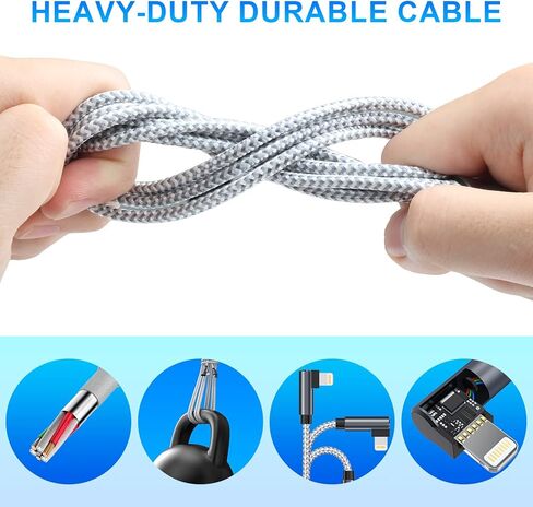 كابل شحن USB عالمي 5 في 1 من MTAKYI بزاوية يمنى، كابل شحن USB C متعدد 3 متر/10 قدم سريع من النايلون المضفر USB/C إلى النوع C/iPhone محول شاحن مزامنة سريع متوافق مع الكمبيوتر المحمول/الكمبيوتر اللوحي/الهاتف in Kuwait