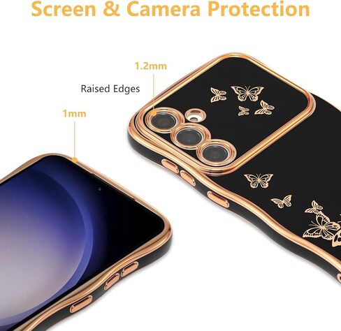 ZTOFERA for Samsung Galaxy S24 Ultra Case Cute for Girl Women, Curly Wave Frame & Luxury Plating Butterfly Pattern, Slim Soft TPU Shockproof Protective Phone Case for Samsung S24 Ultra,Dark Purple in Kuwait