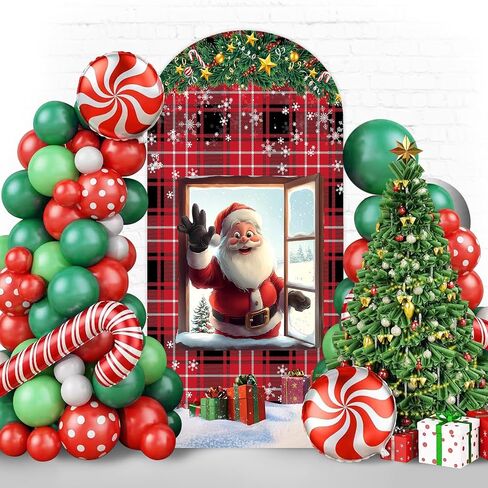 Red Farm Barn Arch Backdrop Cover 7.2ft Red Barn Birthday Spandex Arch Cover Backdrop Fabric 2-Sided Animals Round Top Stretchy Backdrop Stand Covers for Baby Shower Parties Photo Booth Background in Saudi Arabia