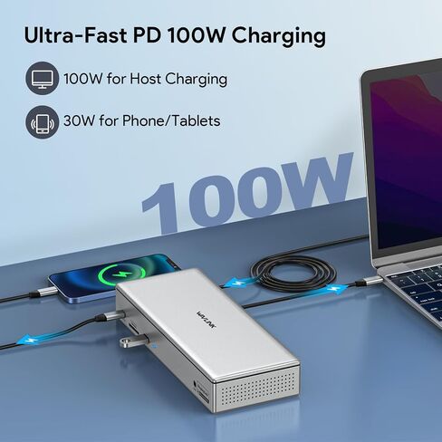 WAVLINK DisplayLink Laptop Docking Station Quad Monitor 4K@60Hz for MacBook | 100W PD Charging for Laptop with Thunderbolt 5/4/3, USB-C/A - M1-M5 Mac/Neo/Windows- 4 HDMI, 4 DP, SD 4.0, 2.5Gbps LAN in Kuwait