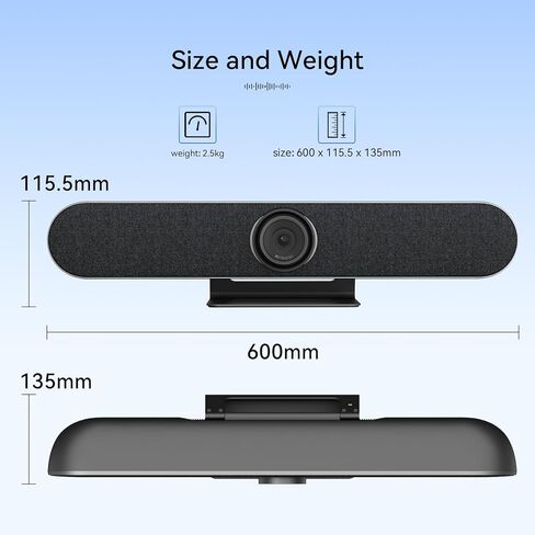 كاميرا غرفة الاجتماعات Retekess TC201، كاميرا مؤتمرات فيديو 4K PTZ، مصفوفة 4 ميكروفون، تقنية معالجة 3A - تقليل ضوضاء الخلفية، إطار تلقائي 120 درجة Ai، USB 2.0/3.0، Hdmi، لاسلكي in Kuwait