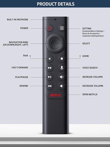 Replacement for Nvidia Shield Remote Control with Voice Search, Backlit Buttons, Customizable Menu Buttons (NO Battery) in Saudi Arabia