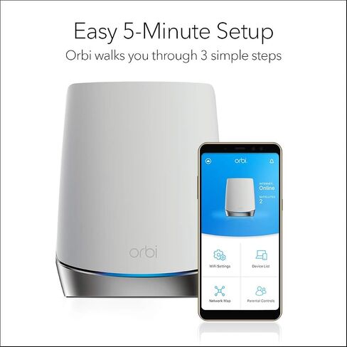 Netgear Netgear - نظام Orbi AX4200 Tri-Band Mesh Wi-Fi 6 (عبوتان) - أبيض (متجدد) in Kuwait