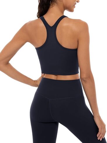Ukaste Women's Studio Essential Racerback Sports Bra - Longline Padded Yoga Crop Tops with Built in Bra in Kuwait
