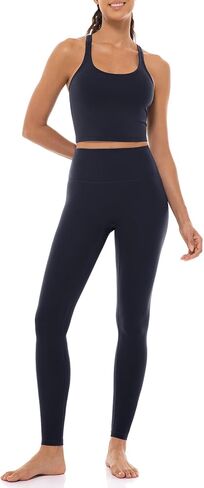 Ukaste Women's Studio Essential Racerback Sports Bra - Longline Padded Yoga Crop Tops with Built in Bra in Kuwait