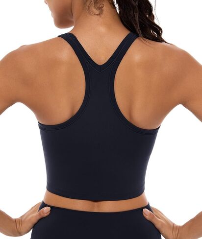 Ukaste Women's Studio Essential Racerback Sports Bra - Longline Padded Yoga Crop Tops with Built in Bra in Kuwait