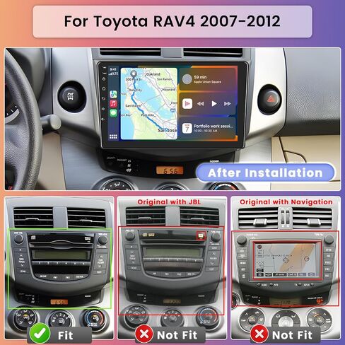 Hikity for Toyota RAV4 2007-2012 راديو ستيريو للسيارة يعمل بنظام Android 2 + 64 جيجابايت 9 بوصة تعمل باللمس راديو السيارة اللاسلكي Carplay Android Auto دعم GPS للملاحة WiFi Bluetooth FM EQ كاميرا احتياطية in Saudi Arabia