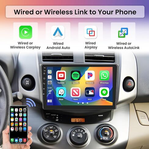 Hikity for Toyota RAV4 2007-2012 راديو ستيريو للسيارة يعمل بنظام Android 2 + 64 جيجابايت 9 بوصة تعمل باللمس راديو السيارة اللاسلكي Carplay Android Auto دعم GPS للملاحة WiFi Bluetooth FM EQ كاميرا احتياطية in Saudi Arabia