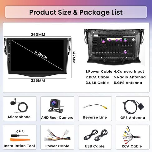 Hikity for Toyota RAV4 2007-2012 راديو ستيريو للسيارة يعمل بنظام Android 2 + 64 جيجابايت 9 بوصة تعمل باللمس راديو السيارة اللاسلكي Carplay Android Auto دعم GPS للملاحة WiFi Bluetooth FM EQ كاميرا احتياطية in Saudi Arabia