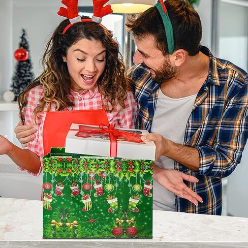 24 Pack Christmas Gift Bags Assorted Sizes with Handle, Reusable Tote Gift Bags Includes 4 Extra Large, 8 Large, 8 Medium, 4 Small, Non-Woven Christmas Bags for Gifts Xmas Party Holiday Favors in Saudi Arabia