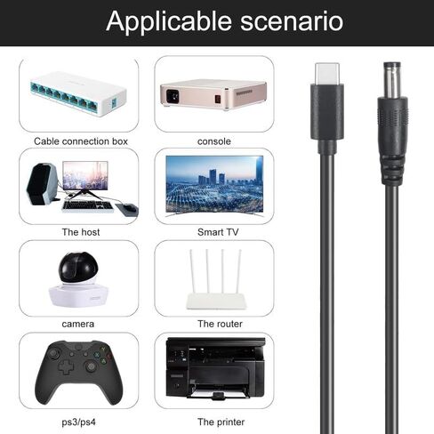 موصل USB C إلى DC، محول USB C DC 5 فولت 12 فولت 20 فولت 5.5 × 2.1 مم مصنوع لبنك الطاقة، مصباح مكتب LED، مروحة صغيرة، Starlink Mini، طاقة شمسية قابلة للطي (USB C إلى 5.5x2.1 مم - كابل 1.5 متر) in Kuwait