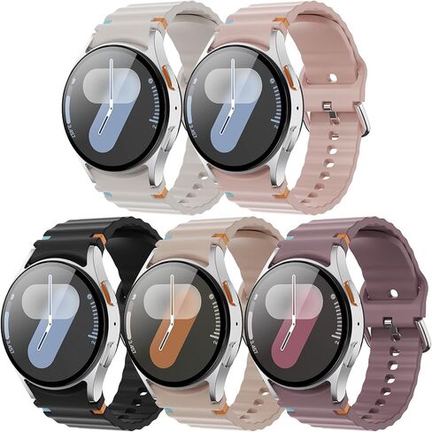 5 Pack Watch Bands Compatible with Samsung Galaxy Watch 7/6/5/4/FE 40mm 44mm/Watch 6 Classic 43mm 47mm/Watch 5 Pro 45mm/Watch 4 Classic, 20mm Soft Silicone Sport Strap Wristbands Women Men in Saudi Arabia