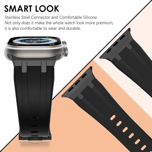 NewWays for Apple Watch Ultra Band for Men, AP Wide Sport Liquid Silicone Rubber Band with Stainless Steel Adapter for Apple Watch Band for iWatch Luxury in Saudi Arabia