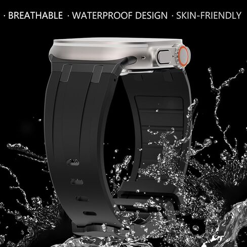 NewWays for Apple Watch Ultra Band for Men, AP Wide Sport Liquid Silicone Rubber Band with Stainless Steel Adapter for Apple Watch Band for iWatch Luxury in Saudi Arabia