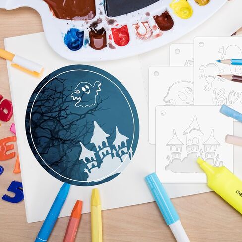 48Sheet 3Inch Christmas Stencils for Painting on Wood, Reusable Small Drawing Stencils Template for Wood Slice Cards DIY Crafts Art Painting(H) in Saudi Arabia